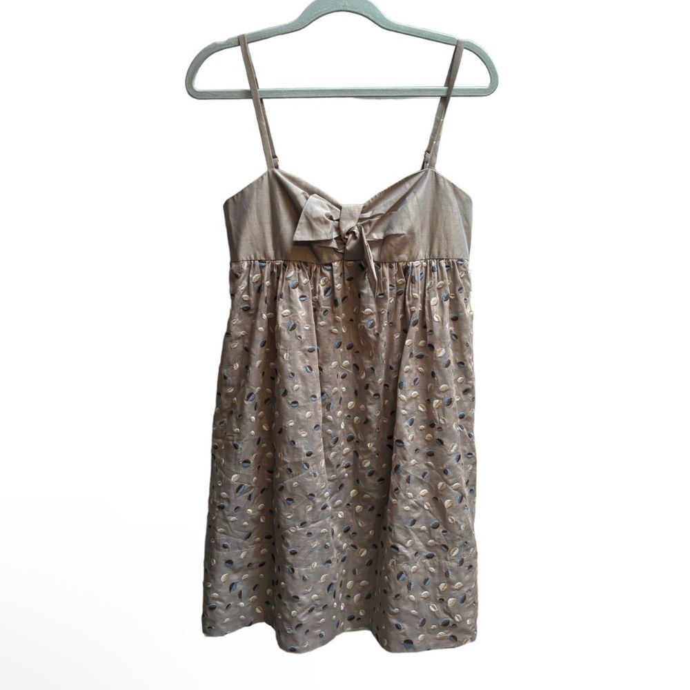 BCBGMAXAZRIA Y2K Babydoll Metallic gray Embroidered Dot Fairy Lined Mini Dress 4